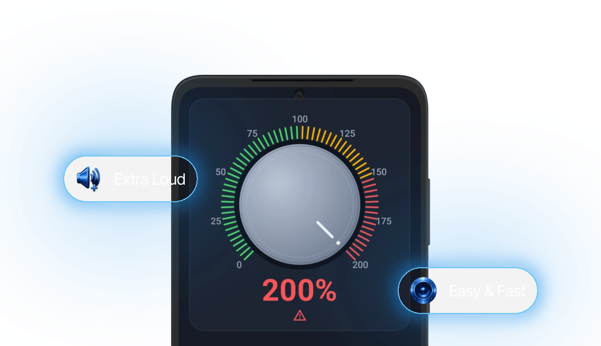 Volume Control Home dial boosting media volume to 200% — extra loud, easy and fast